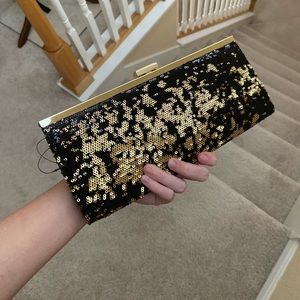 Black & Gold Sequin clutch